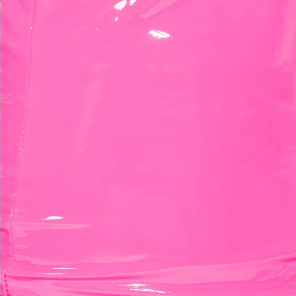 Neon Pink Wetlook Vinyl PU ScoopNeck Bodycon Dress - Picture 8 of 8